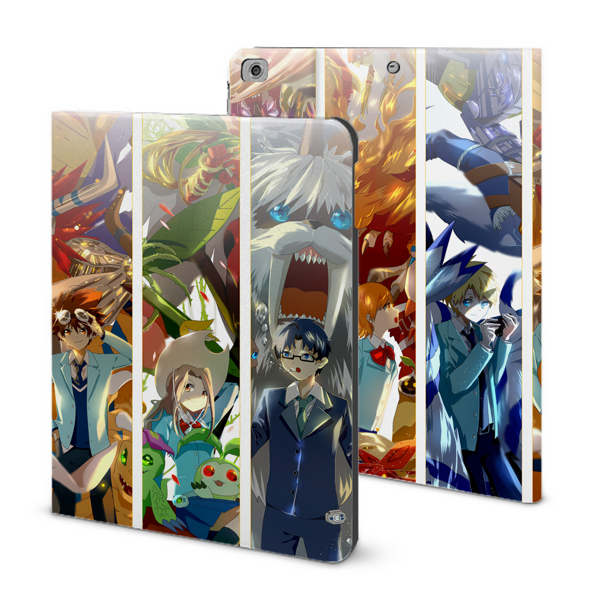 （画像用） Digimon デジタルモンスター/デジモン IPad ケース ブック型 PUレザー TPU 耐衝撃 軽量 薄型 ペン収納なし 全面保護 IPad 各モデル対応
